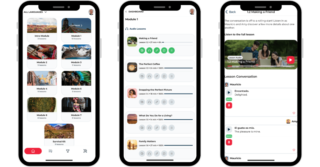 Rocket Language Mobile Interface